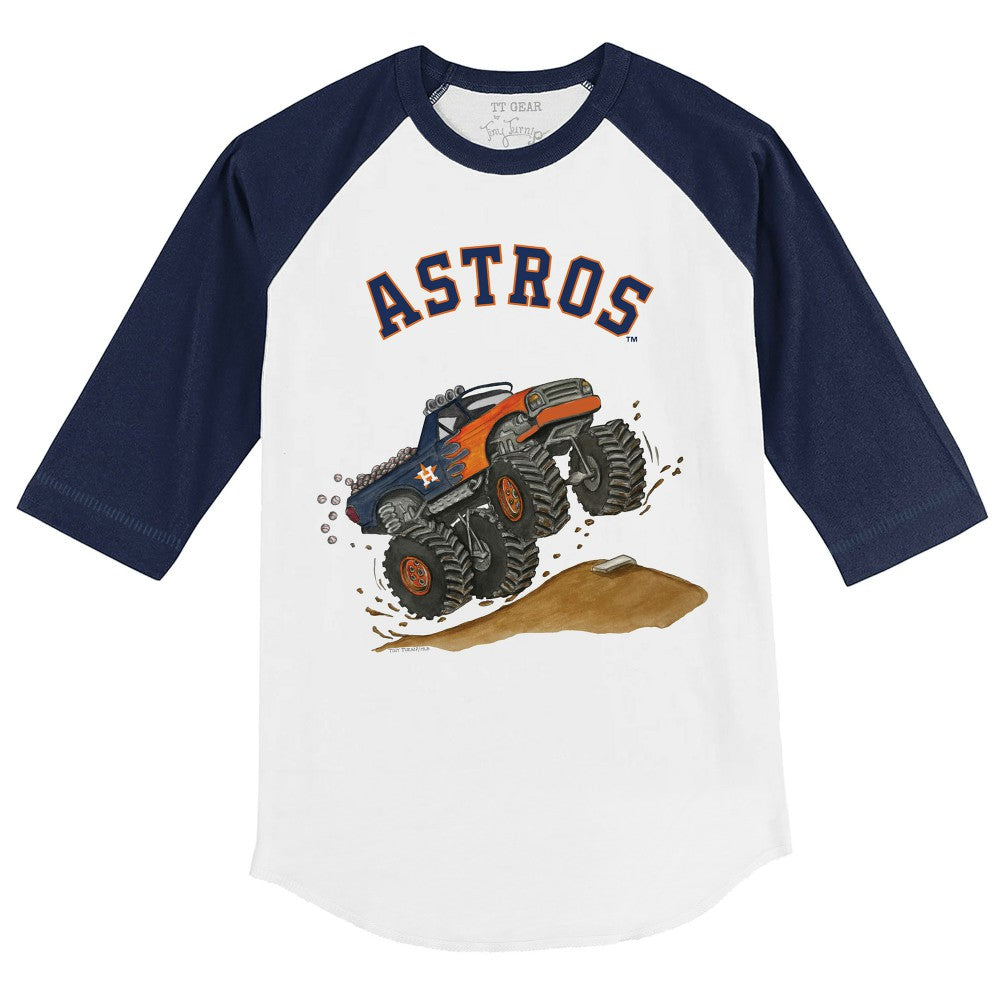 Houston Astros Tiny Turnip Youth Monster Truck 3/4-Sleeve Raglan T-Shirt | MLB For sale
