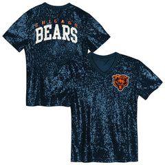 Chicago Bears  Girls Youth Wordmark Sequin V-Neck Top