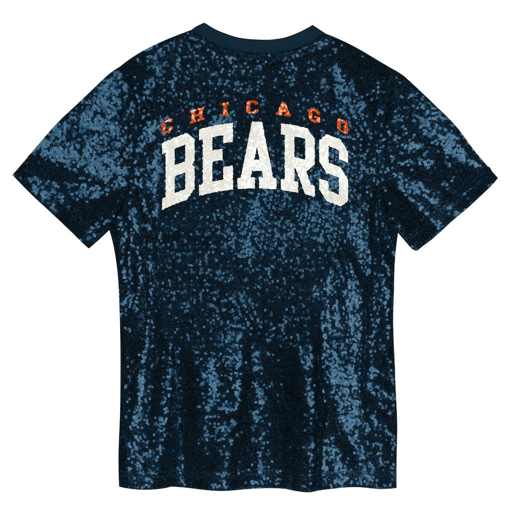 Chicago Bears  Girls Youth Wordmark Sequin V-Neck Top