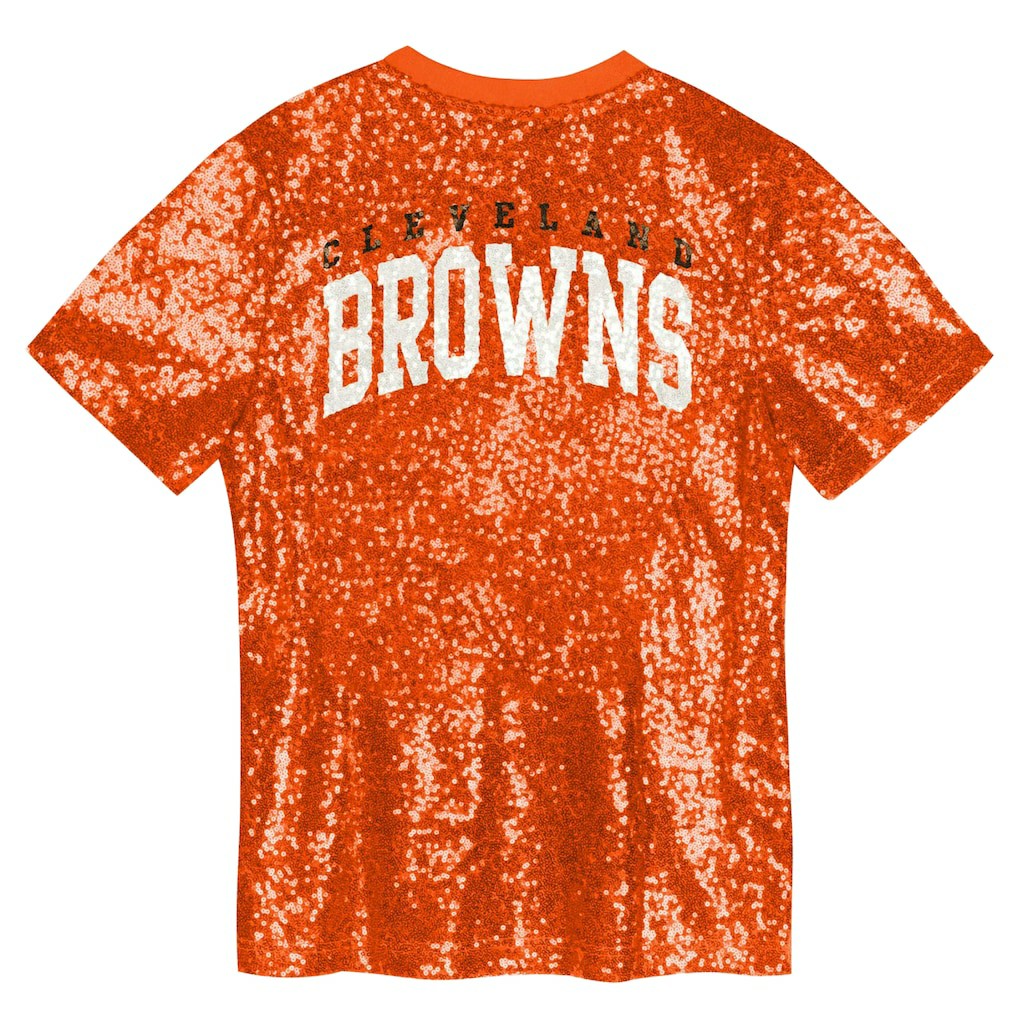Cleveland Browns  Girls Youth Wordmark Sequin V-Neck Top
