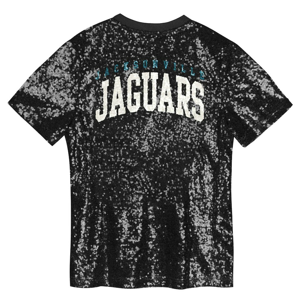 Jacksonville Jaguars  Girls Youth Wordmark Sequin V-Neck Top