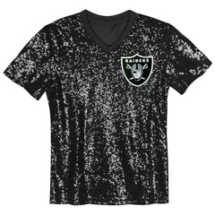 Las Vegas Raiders  Girls Youth Wordmark Sequin V-Neck Top