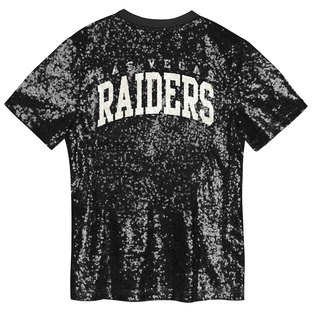 Las Vegas Raiders  Girls Youth Wordmark Sequin V-Neck Top