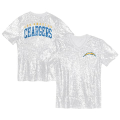 Los Angeles Chargers  Girls Youth Wordmark Sequin V-Neck Top