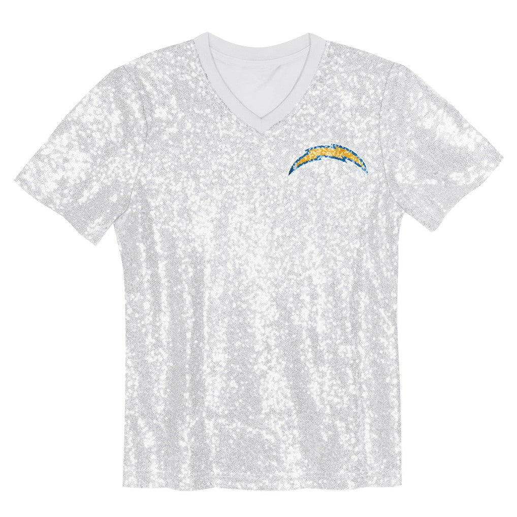 Los Angeles Chargers  Girls Youth Wordmark Sequin V-Neck Top