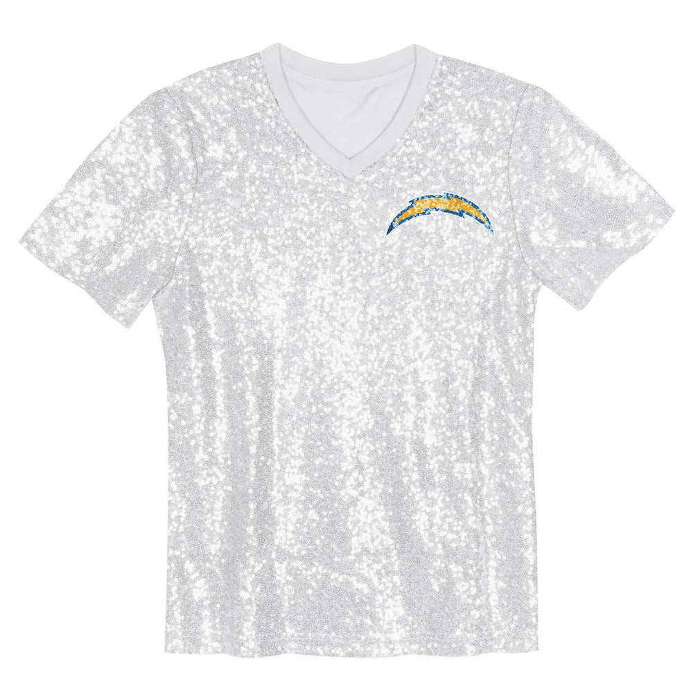 Los Angeles Chargers  Girls Youth Wordmark Sequin V-Neck Top