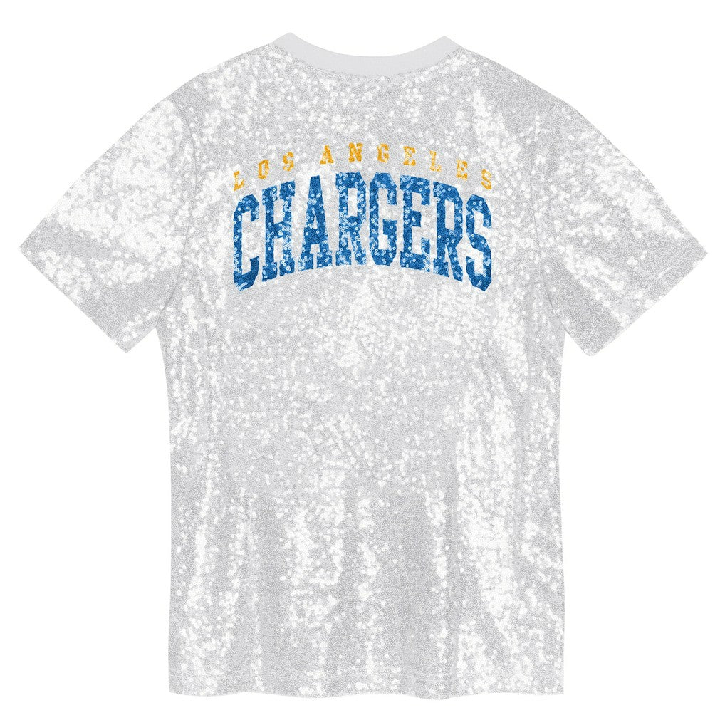 Los Angeles Chargers  Girls Youth Wordmark Sequin V-Neck Top