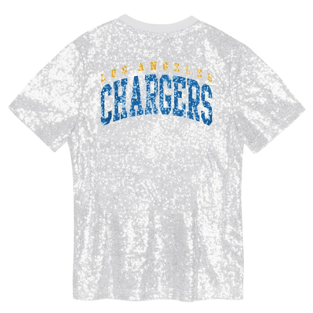 Los Angeles Chargers  Girls Youth Wordmark Sequin V-Neck Top