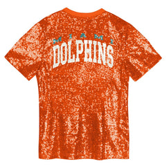 Miami Dolphins  Girls Youth Wordmark Sequin V-Neck Top