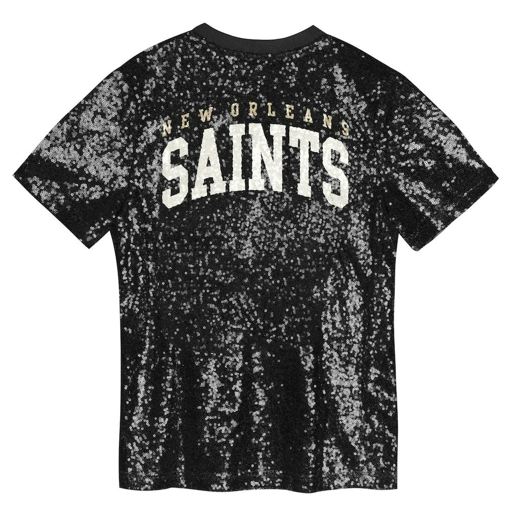 New Orleans Saints  Girls Youth Wordmark Sequin V-Neck Top