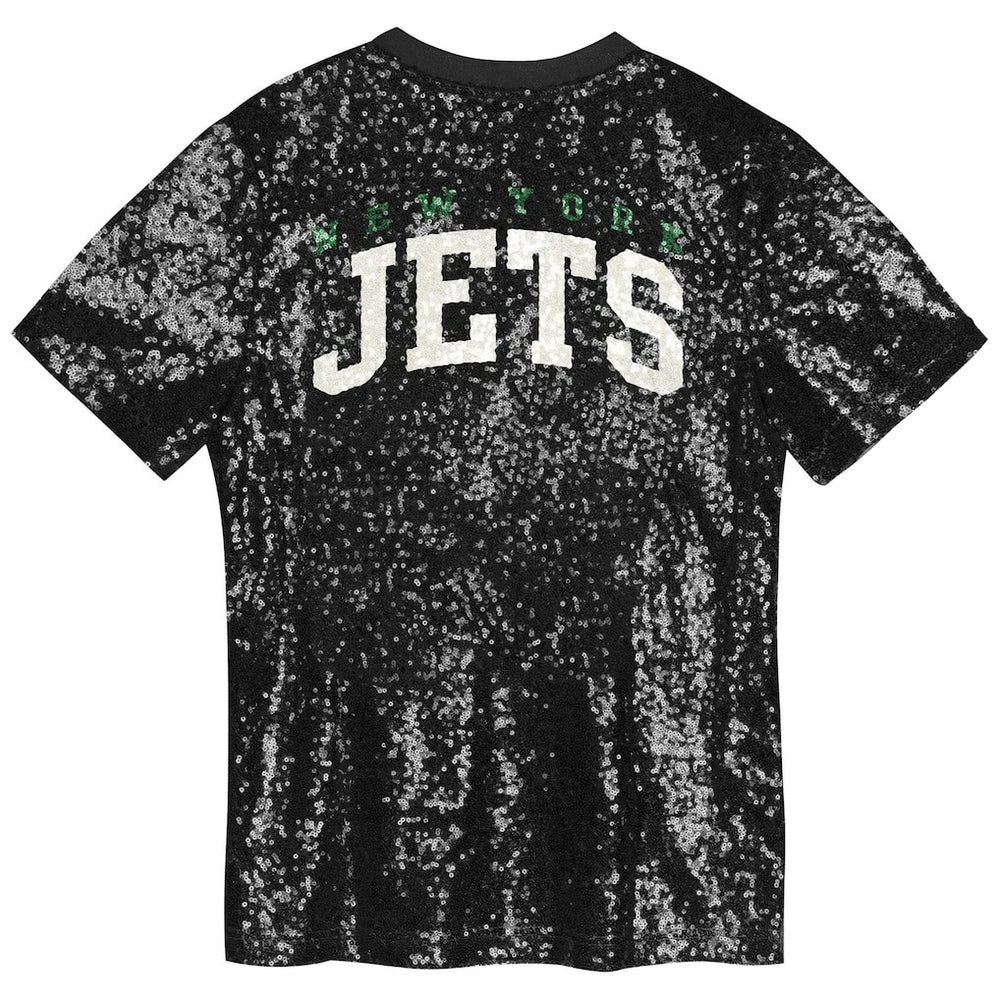New York Jets  Girls Youth Wordmark Sequin V-Neck Top