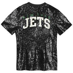 New York Jets  Girls Youth Wordmark Sequin V-Neck Top