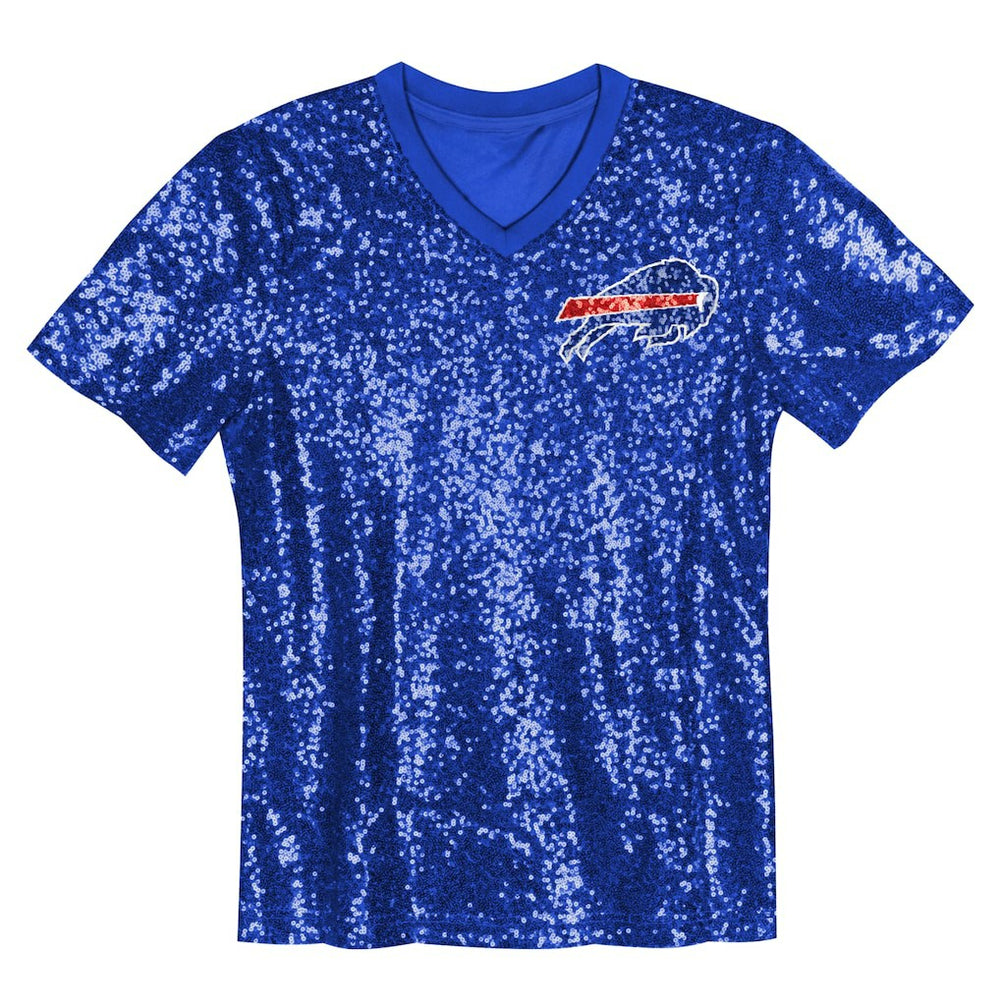 Buffalo Bills  Girls Youth Wordmark Sequin V-Neck Top
