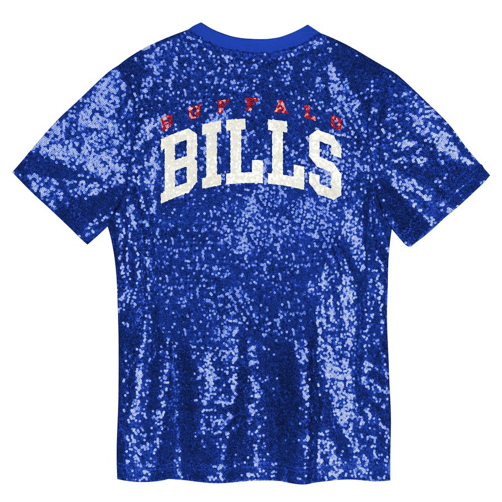 Buffalo Bills  Girls Youth Wordmark Sequin V-Neck Top