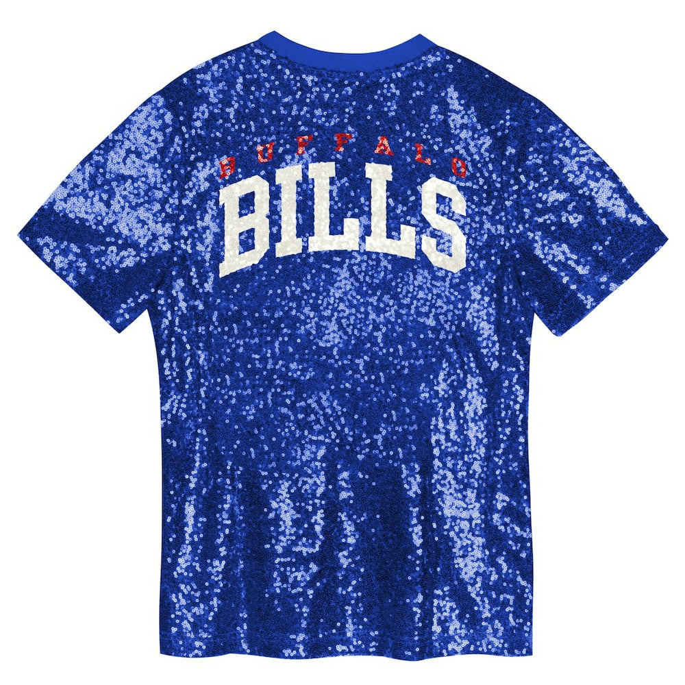 Buffalo Bills  Girls Youth Wordmark Sequin V-Neck Top