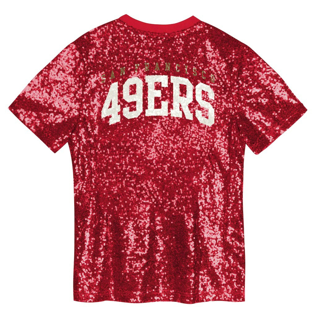 San Francisco 49ers  Girls Youth Wordmark Sequin V-Neck Top