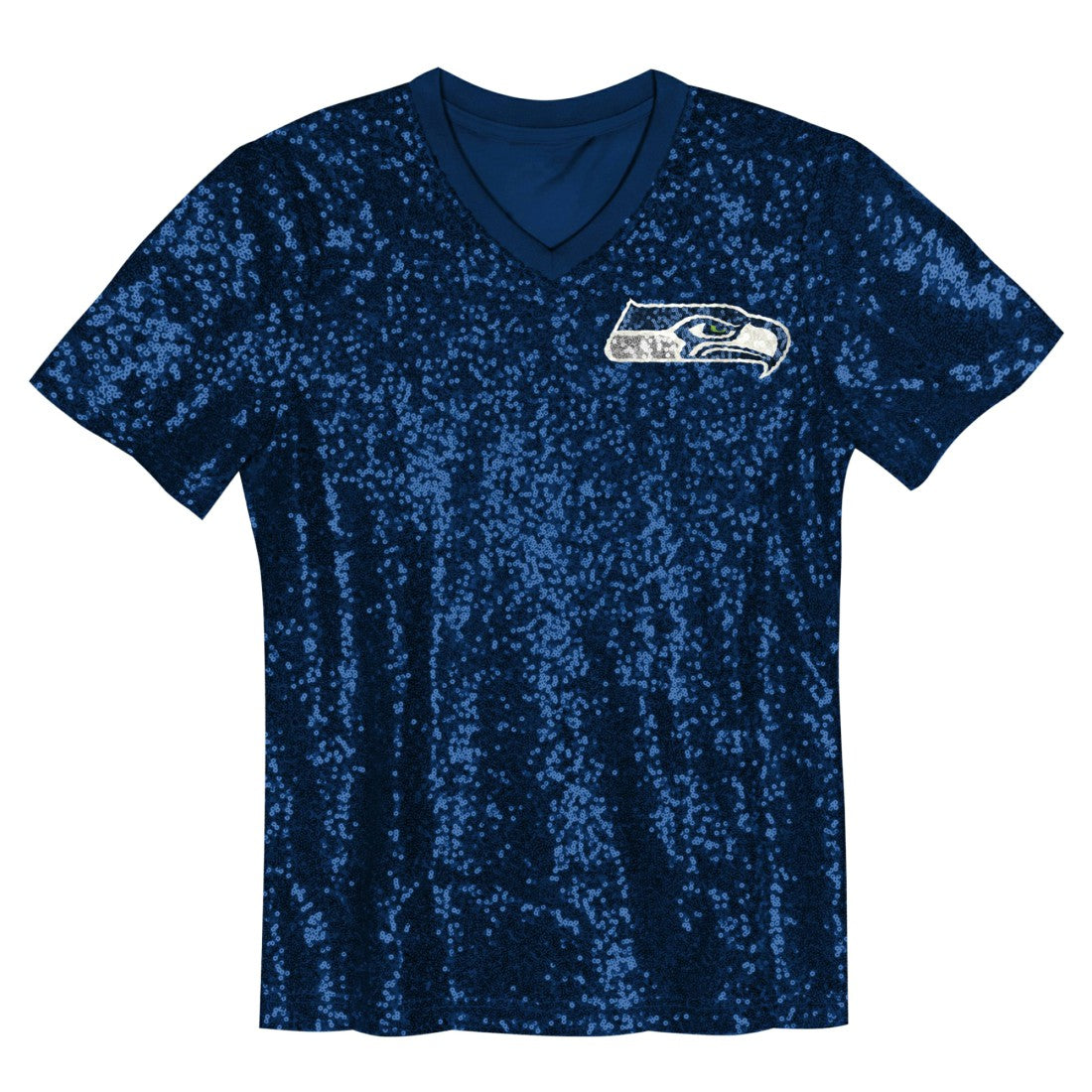 Seattle Seahawks  Girls Youth Wordmark Sequin V-Neck Top