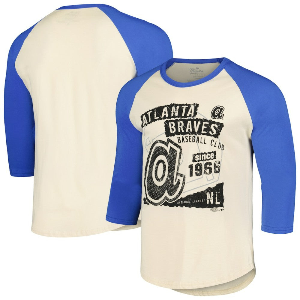 Atlanta Braves Majestic Threads Raglan 3/4-Sleeve T-Shirt | MLB Discount