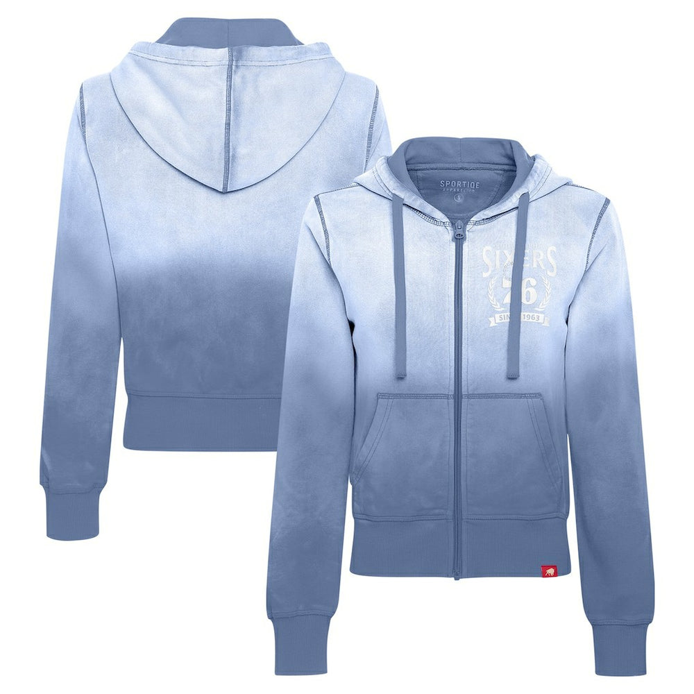 Philadelphia 76ers Sportiqe Women's Carli Sun Fade Full-Zip Hoodie On Sale