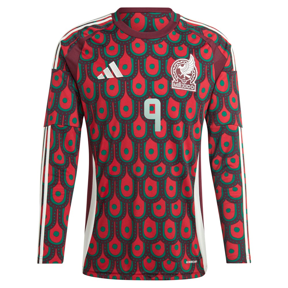 Raul Jimenez Mexico National Team 2024 Home Replica Player Long Sleeve Jersey Burgundy - Adidas