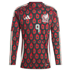 Raul Jimenez Mexico National Team 2024 Home Replica Player Long Sleeve Jersey Burgundy - Adidas