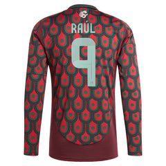 Raul Jimenez Mexico National Team 2024 Home Replica Player Long Sleeve Jersey Burgundy - Adidas