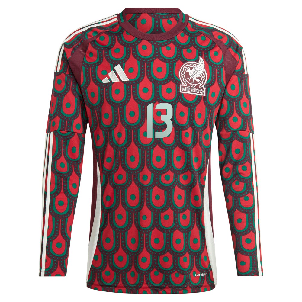 Guillermo Ochoa Mexico National Team 2024 Home Replica Player Long Sleeve Jersey Burgundy - Adidas