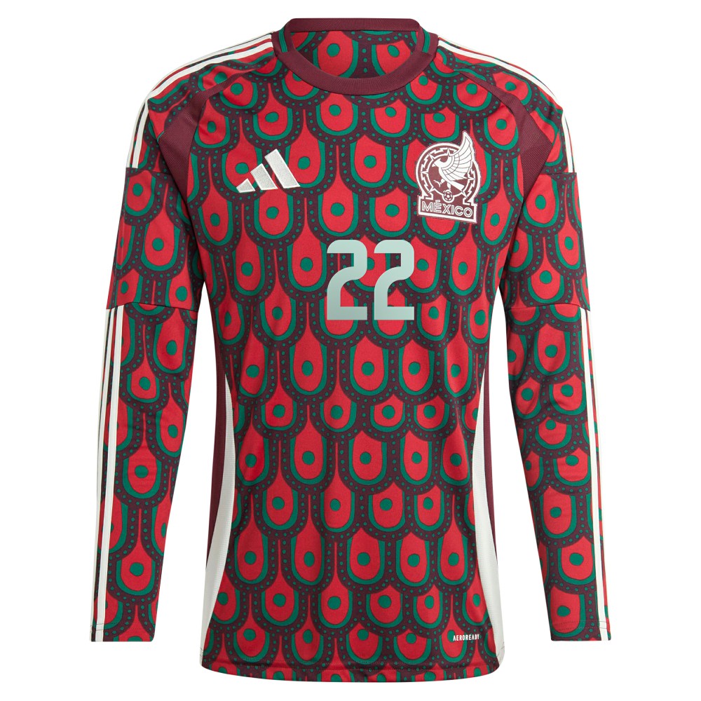 Hirving Lozano Mexico National Team 2024 Home Replica Player Long Sleeve Jersey Burgundy - Adidas