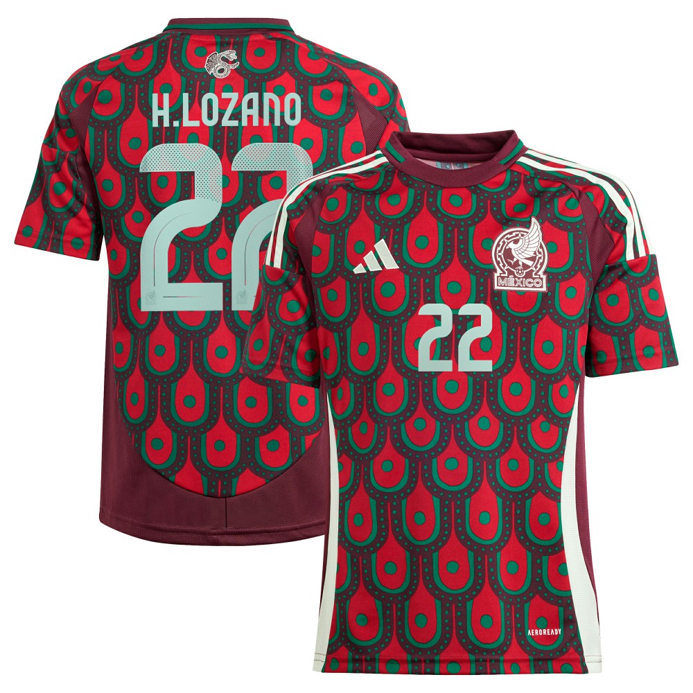 Hirving Lozano Mexico National Team Youth 2024 Home Replica Player Jersey Green - Adidas