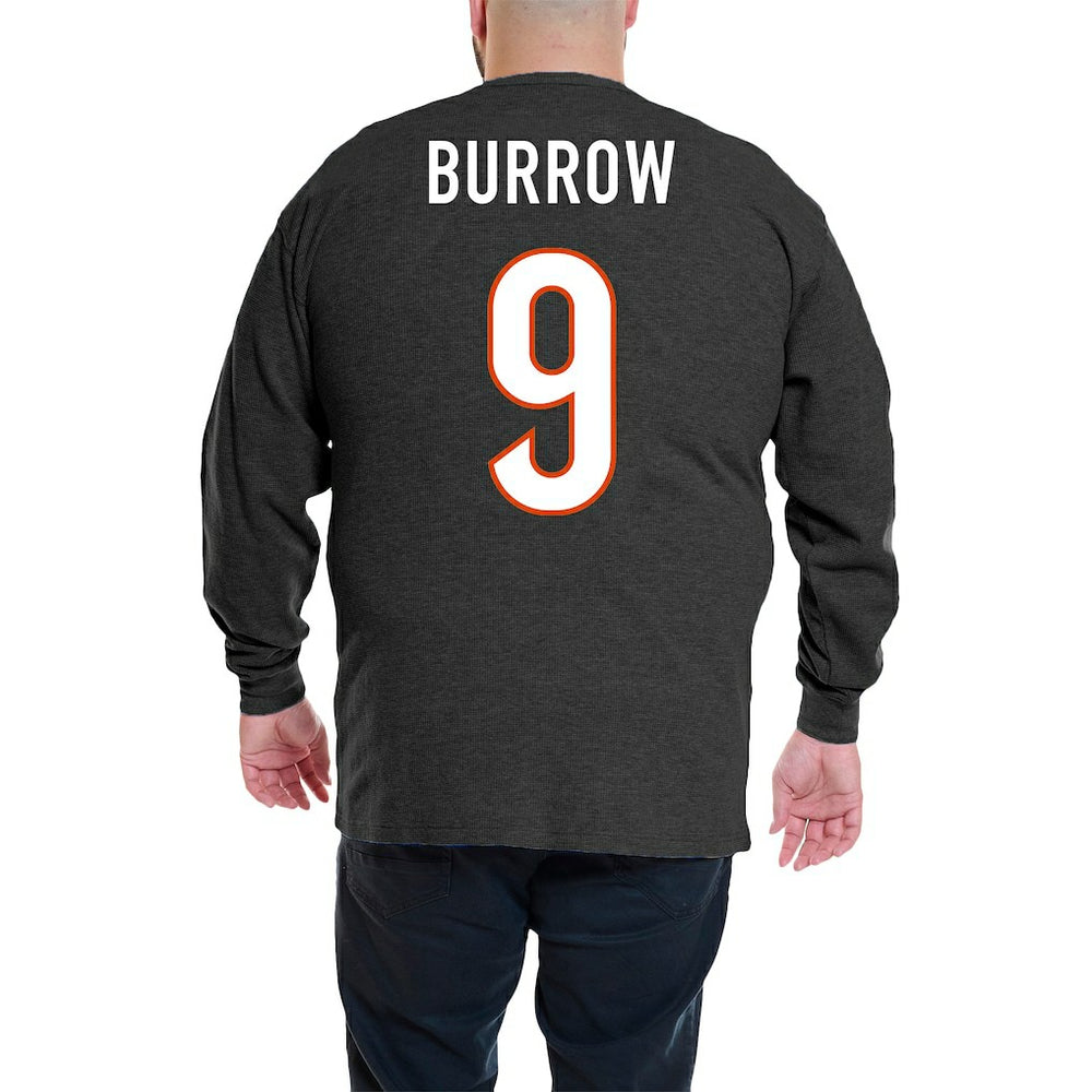 Cincinnati Bengals Fanatics Joe Burrow  Big & Tall Thermal Waffle Long Sleeve T-Shirt