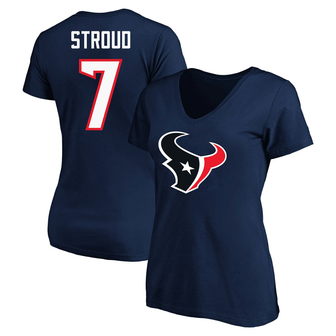 Houston Texans  C.J. Stroud  Women's Plus Size Fair Catch Name & Number Scoop Neck T-Shirt