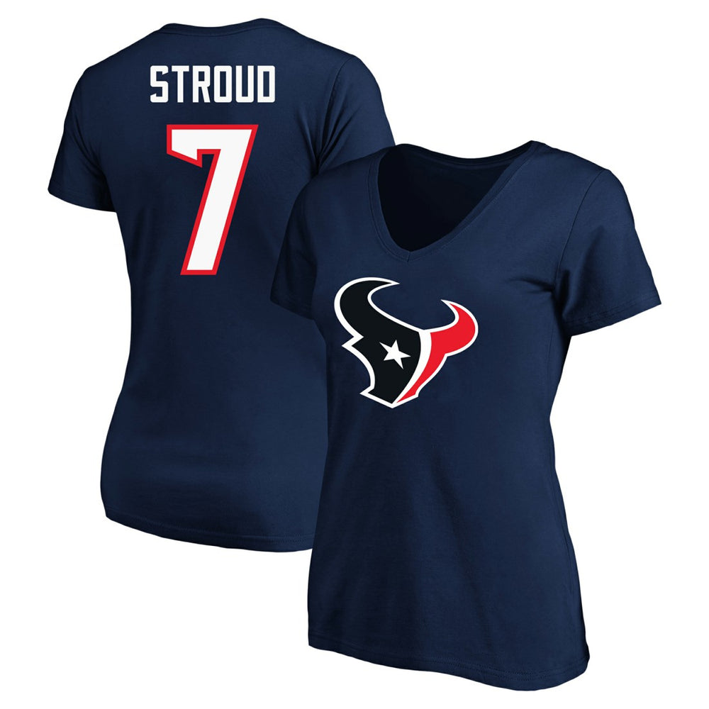 Houston Texans  C.J. Stroud  Women's Plus Size Fair Catch Name & Number Scoop Neck T-Shirt