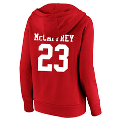 San Francisco 49ers Fanatics Christian McCaffrey  Women's Plus Size Player Name & Number V-Neck Pullover Hoodie