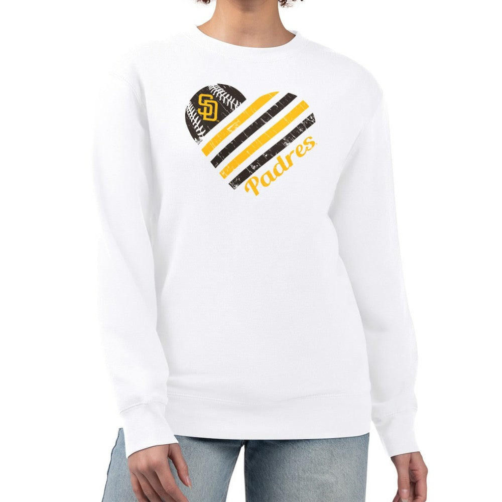 San Diego Padres G-III 4Her by Carl Banks Women's Heart Logo Fleece Pullover Sweatshirt | MLB On Sale