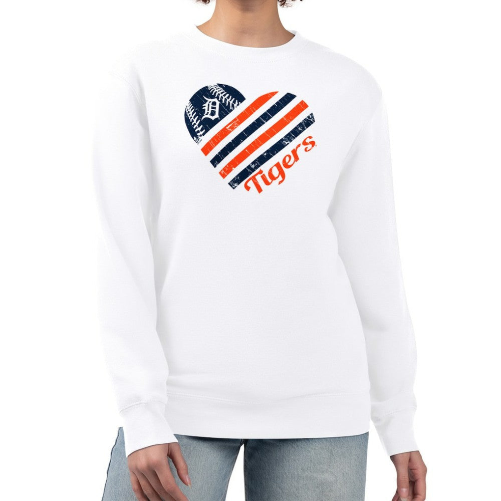 Detroit Tigers G-III 4Her by Carl Banks Women's Heart Logo Fleece Pullover Sweatshirt | MLB Discount