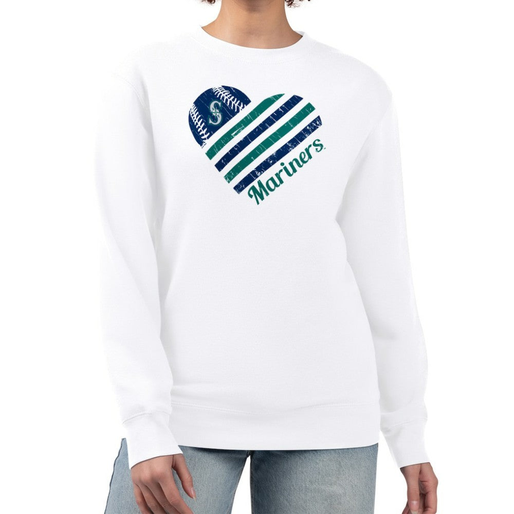 Seattle Mariners G-III 4Her by Carl Banks Women's Heart Logo Fleece Pullover Sweatshirt | MLB Discount