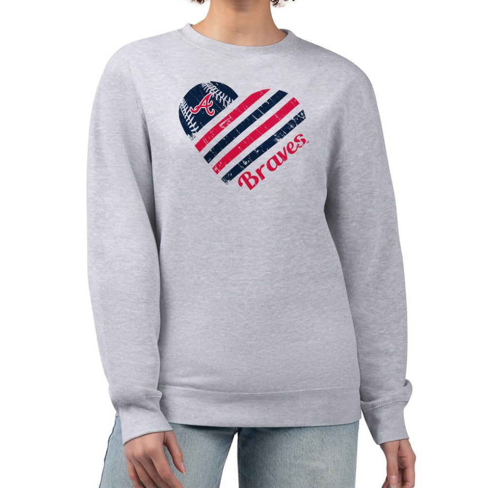 Atlanta Braves G-III 4Her by Carl Banks Women's Heart Logo Fleece Pullover Sweatshirt | MLB Online