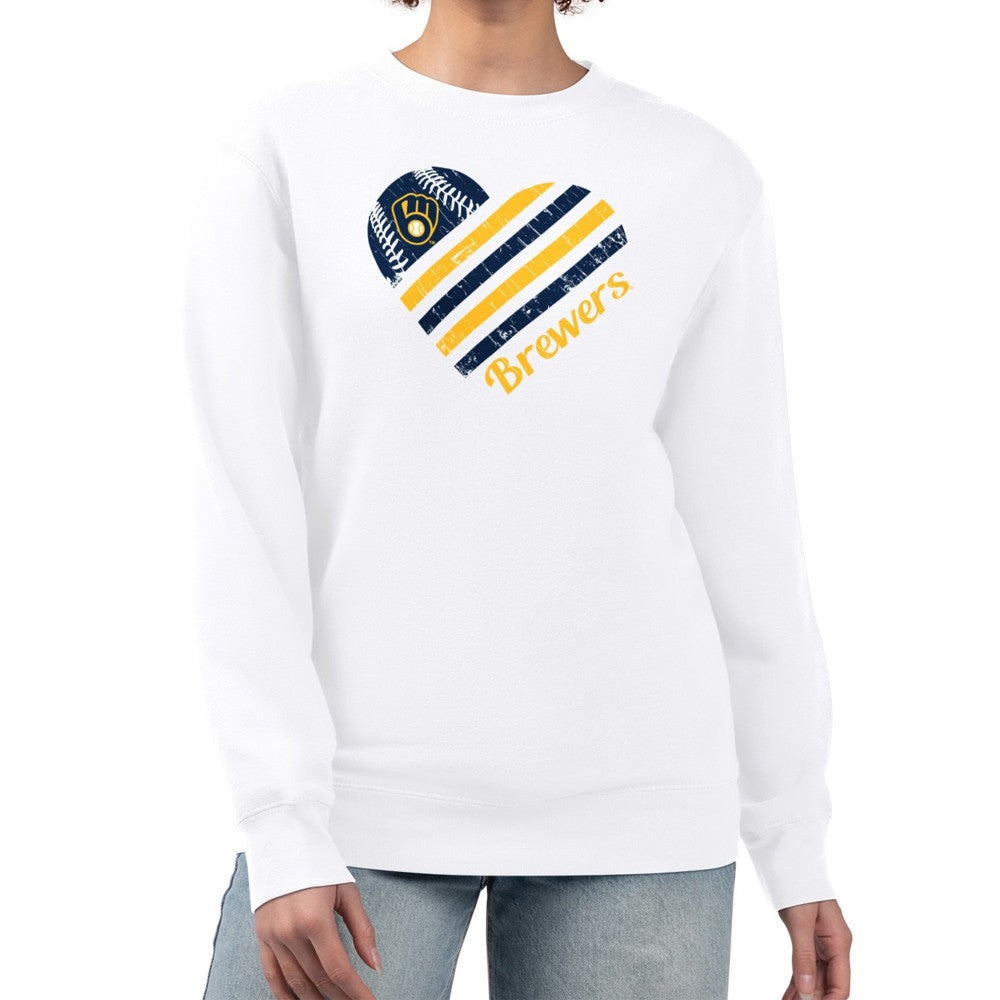 Milwaukee Brewers G-III 4Her by Carl Banks Women's Heart Logo Fleece Pullover Sweatshirt | MLB For sale