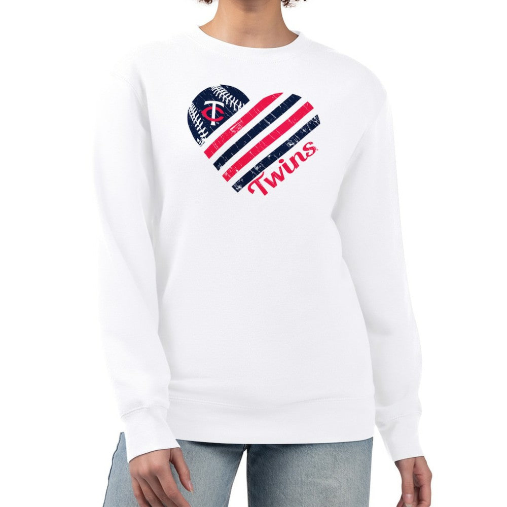 Minnesota Twins G-III 4Her by Carl Banks Women's Heart Logo Fleece Pullover Sweatshirt | MLB Shop