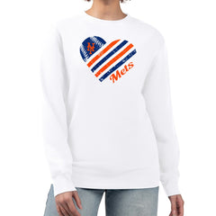 New York Mets G-III 4Her by Carl Banks Women's Heart Logo Fleece Pullover Sweatshirt | MLB Sale