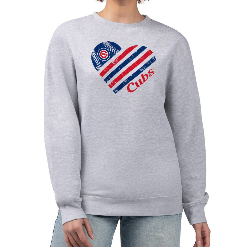 Chicago Cubs G-III 4Her by Carl Banks Women's Heart Logo Fleece Pullover Sweatshirt | MLB On Sale