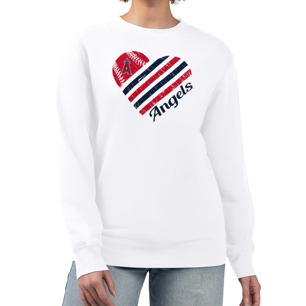 Los Angeles Angels G-III 4Her by Carl Banks Women's Heart Logo Fleece Pullover Sweatshirt | MLB Online