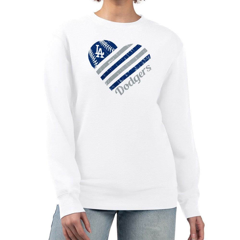 Los Angeles Dodgers G-III 4Her by Carl Banks Women's Heart Logo Fleece Pullover Sweatshirt | MLB New