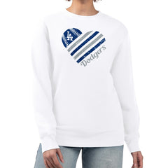 Los Angeles Dodgers G-III 4Her by Carl Banks Women's Heart Logo Fleece Pullover Sweatshirt | MLB New