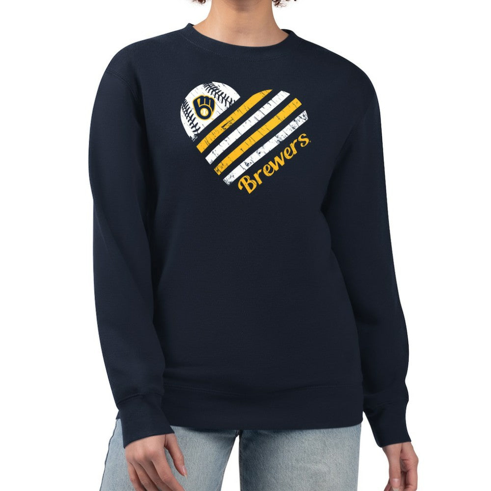Milwaukee Brewers G-III 4Her by Carl Banks Women's Heart Logo Fleece Pullover Sweatshirt | MLB Online