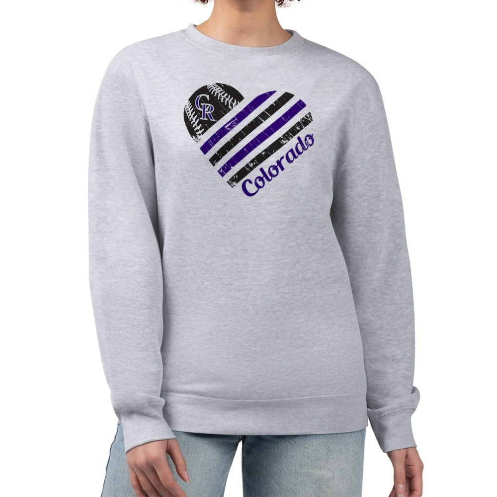 Colorado Rockies G-III 4Her by Carl Banks Women's Heart Logo Fleece Pullover Sweatshirt | MLB For sale