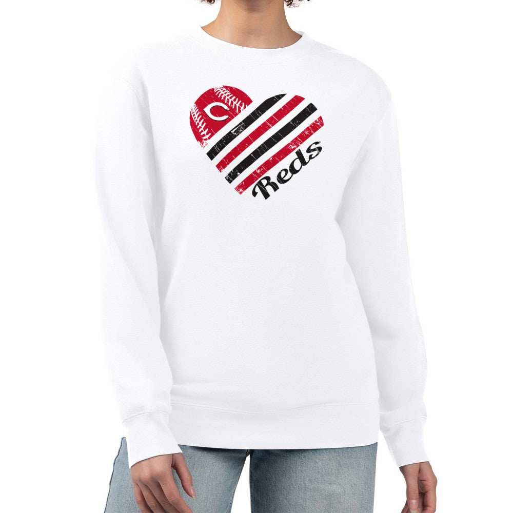 Cincinnati Reds G-III 4Her by Carl Banks Women's Heart Logo Fleece Pullover Sweatshirt | MLB Sale