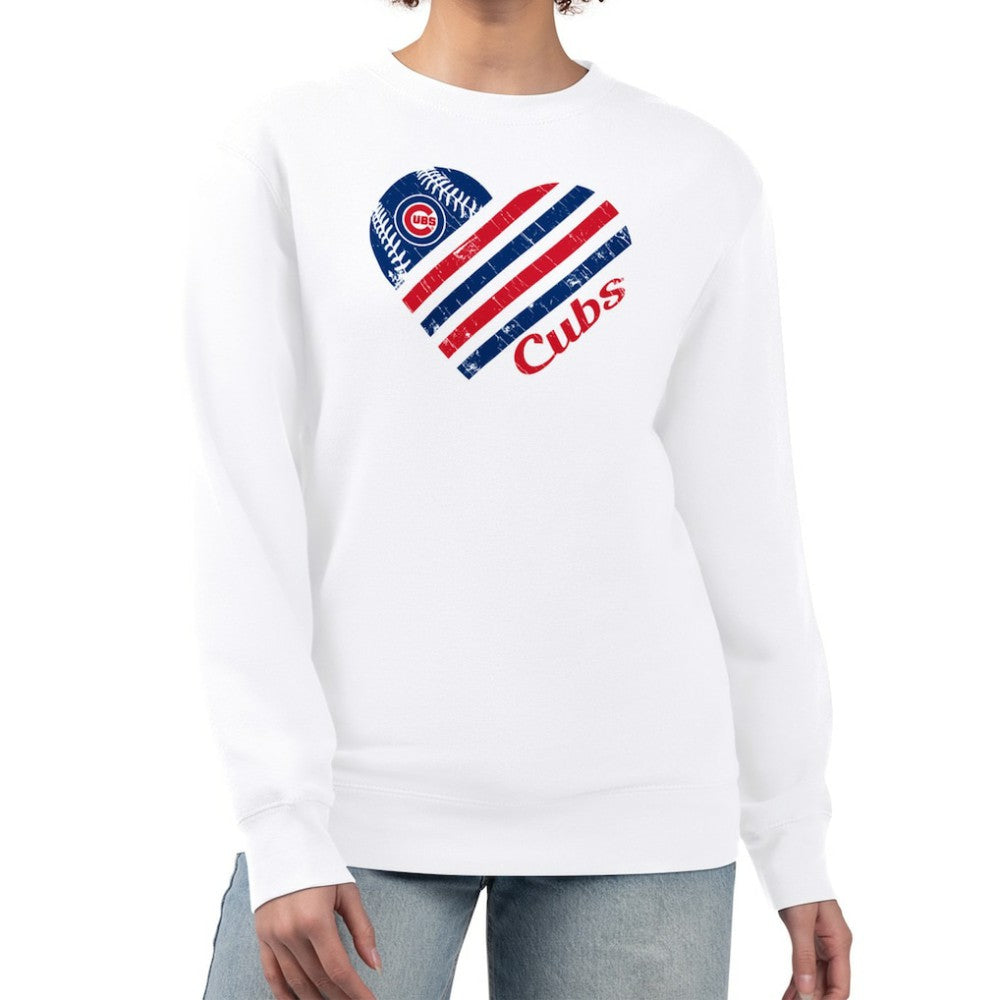 Chicago Cubs G-III 4Her by Carl Banks Women's Heart Logo Fleece Pullover Sweatshirt | MLB Sale