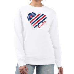 Chicago Cubs G-III 4Her by Carl Banks Women's Heart Logo Fleece Pullover Sweatshirt | MLB Sale
