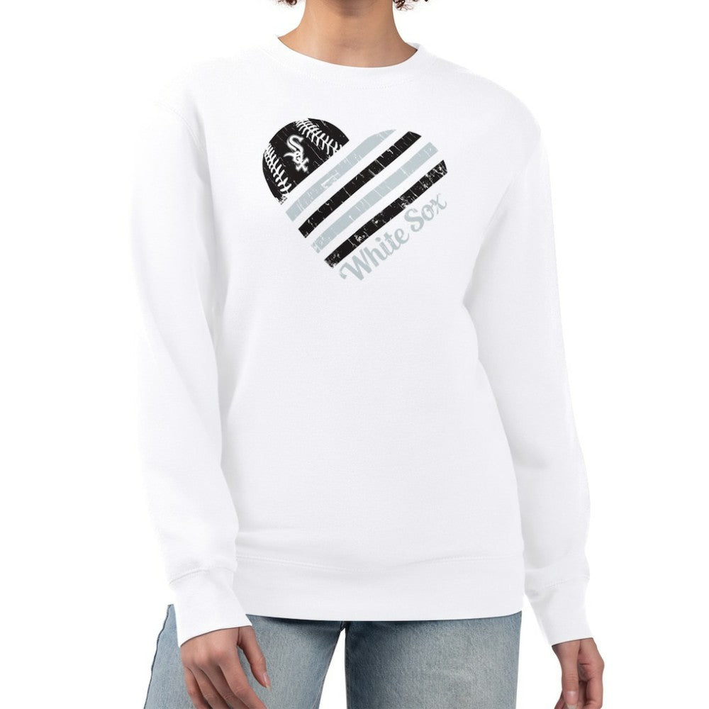 Chicago White Sox G-III 4Her by Carl Banks Women's Heart Logo Fleece Pullover Sweatshirt | MLB Sale